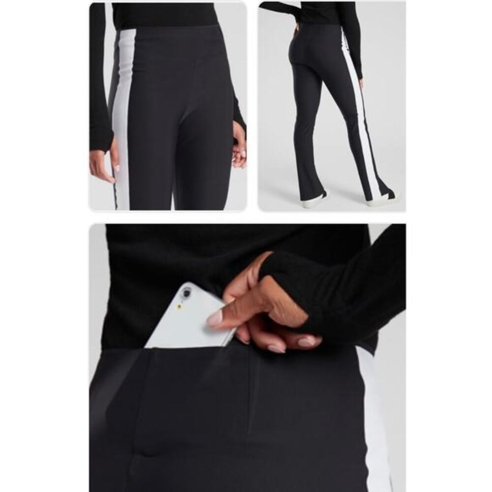Athleta New Interstellar Tights Black White Color Block Commute Travel 6 Tall